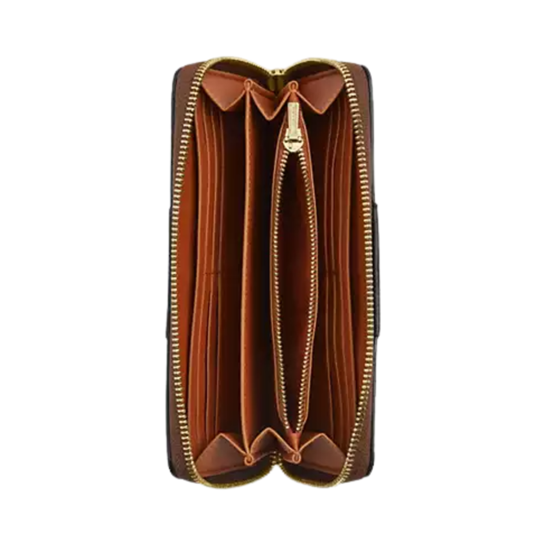 코치 시그니처 캔버스 스트라이프 롱 지퍼 어라운드 월렛 골드 탄(Coach Signature Canvas Stripe Long Zip Around Wallet Gold Tan) - 2