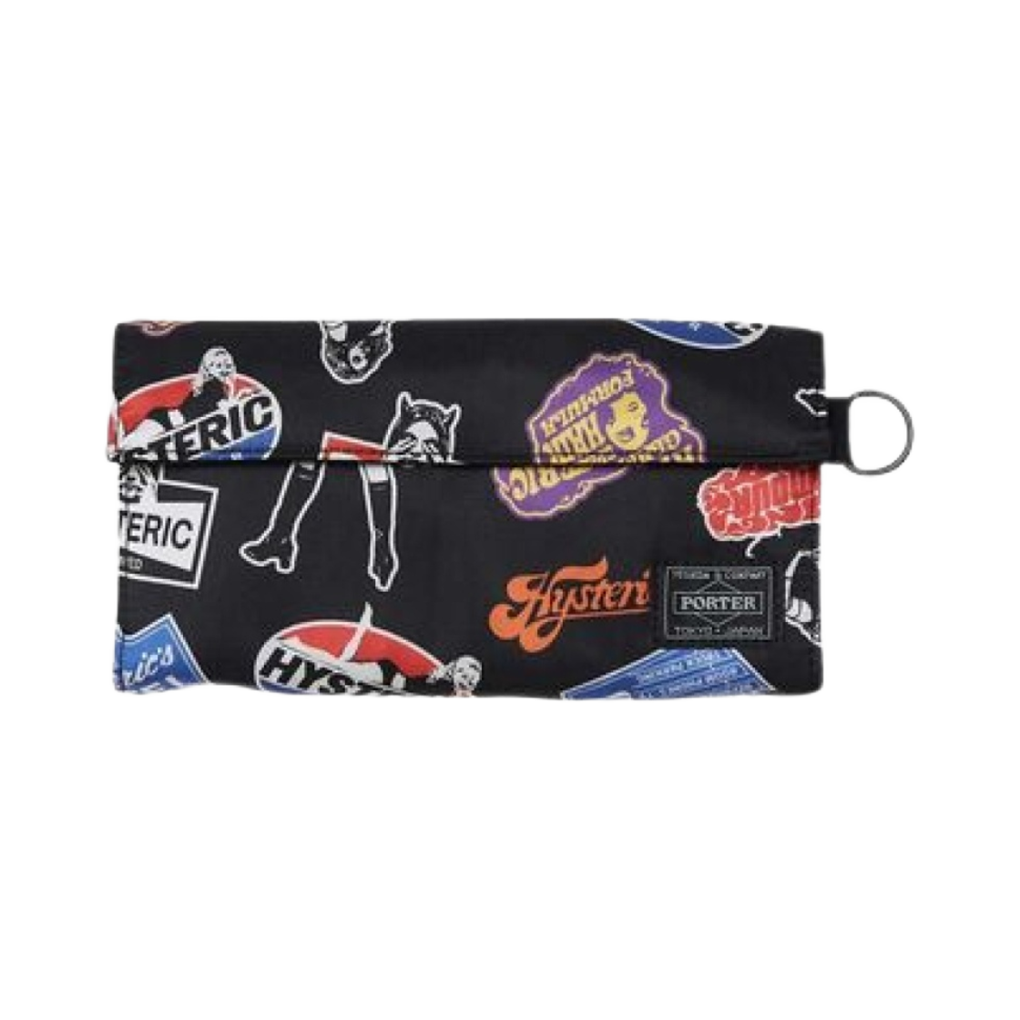 포터 x 히스테릭 글래머 클래식 스티커 패턴 롱 월렛 블랙(Porter x Hysteric Glamour Classic Stickers Pattern Long Wallet Black)