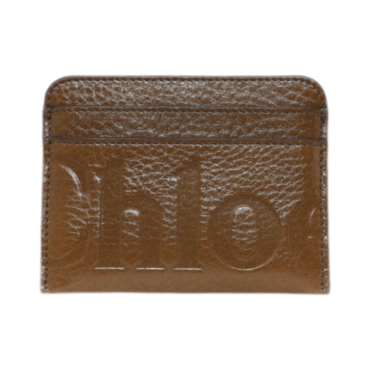 CHC24WP454O2120V Chloe Leather Logo Card Holder Dark Khaki