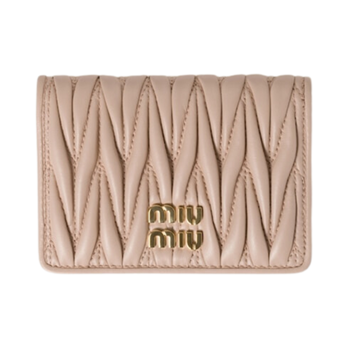 5MC103-2FPP-F0236 Miu Miu Matelasse Nappa Leather Card Holder Powder Pink
