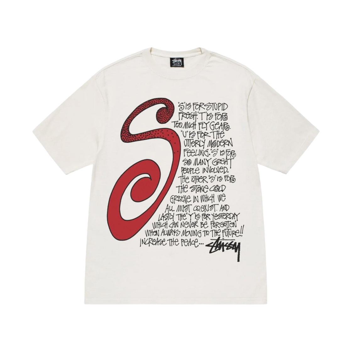 스투시 S 토크 피그먼트 다이드 티셔츠 내츄럴