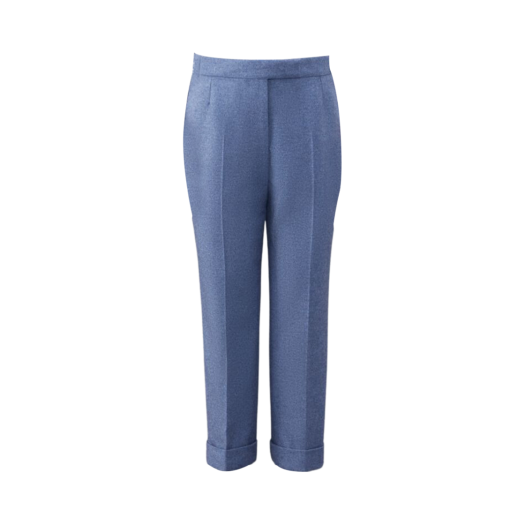 (W) Thom Browne Wool Flannel Low Rise Slim Trousers Blue