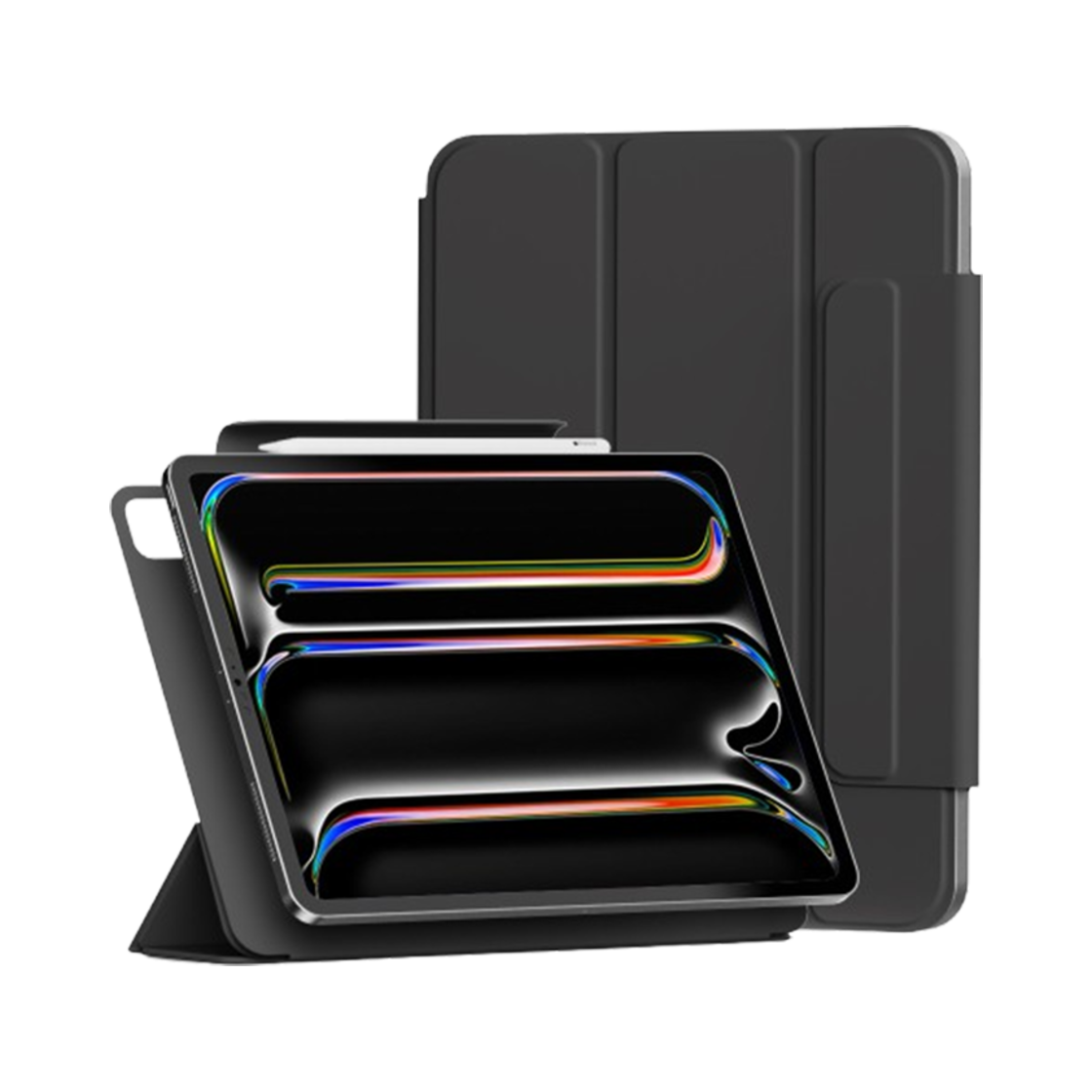 S102200072 SINJIMORU Magnetic Detachable Apple Pencil Holder Storage Flatcover Case iPad Mini Air Pro 10/9/8/7/6/5 Tablet Pouch Black