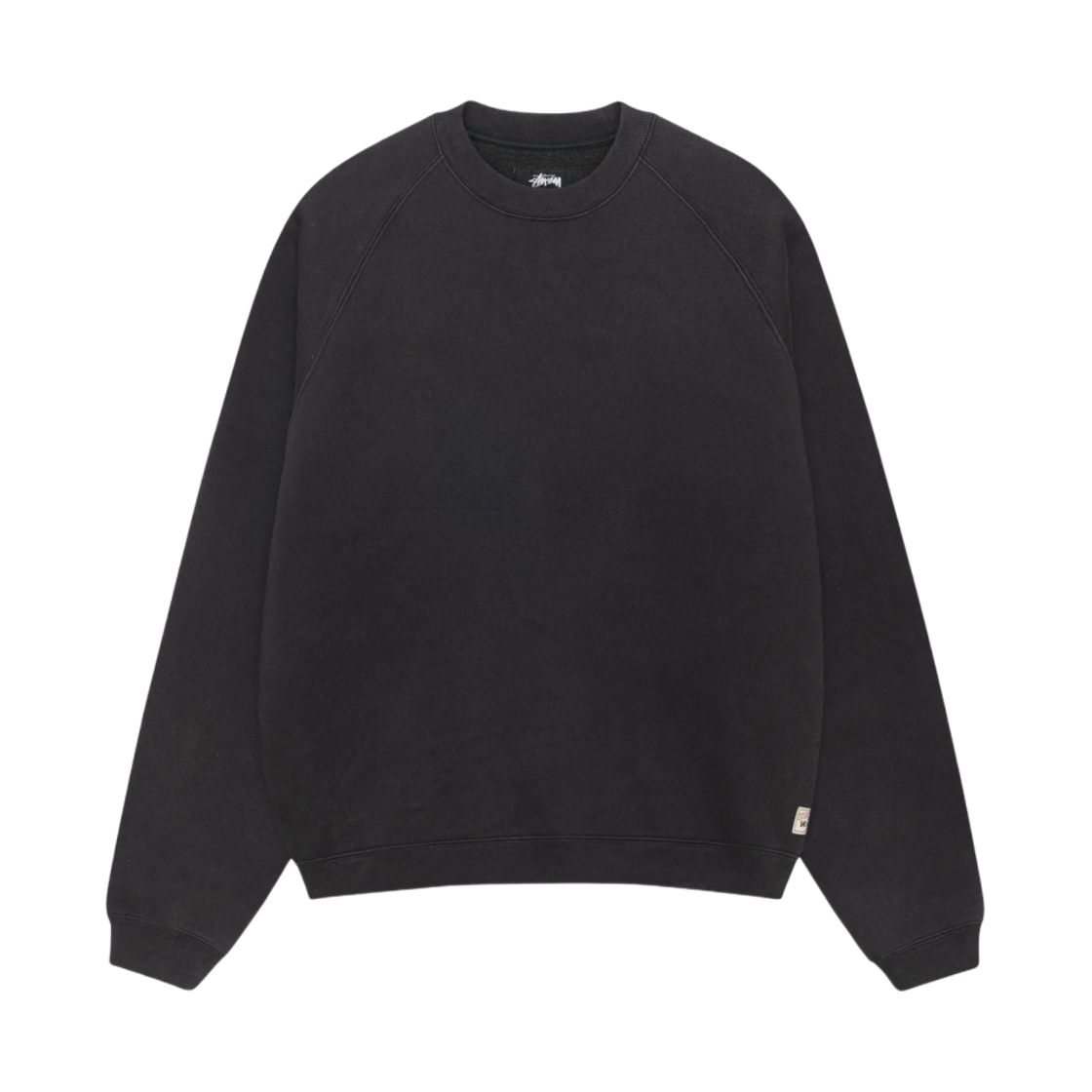 스투시 플리스 래글런 크루 워시드 블랙(Stussy Fleece Raglan Crew Washed Black) - 1