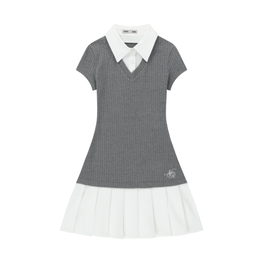 25NNSSTDRF001MG NIIER NOR Layered Shirt Dress Melange Grey