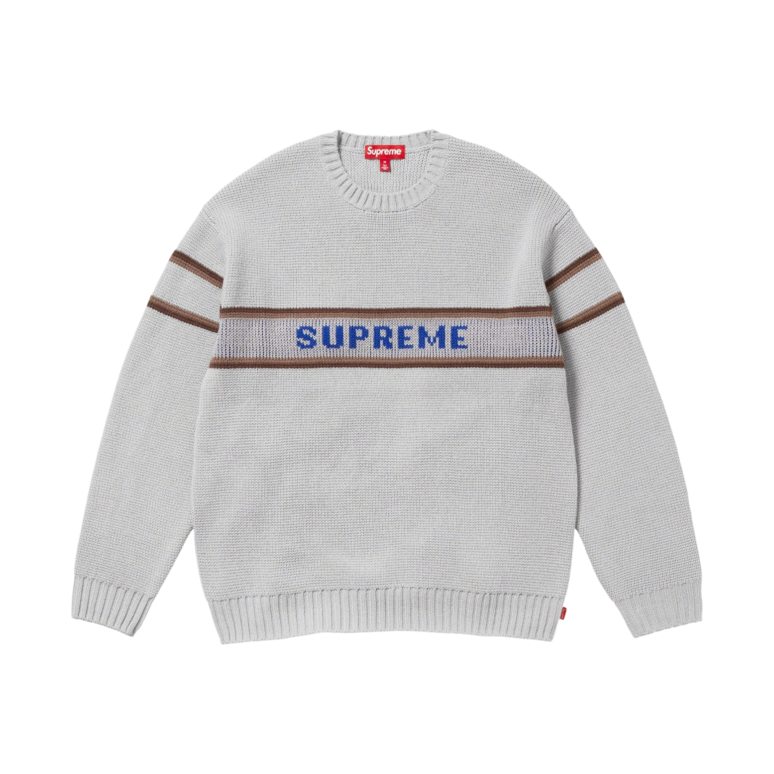 슈프림 체스트 스트라이프 스웨터 스톤 - 23FW