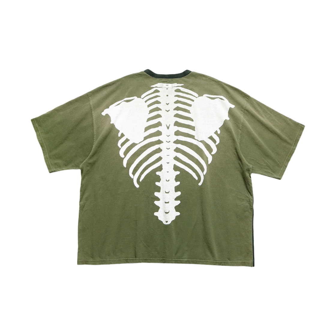 캐피탈 코튼 시팅 투톤 빅 포켓 본 티셔츠 블랙 카키(Kapital Cotton Sheeting Two Tone Big Pocket Bone T-Shirt Black Khaki)