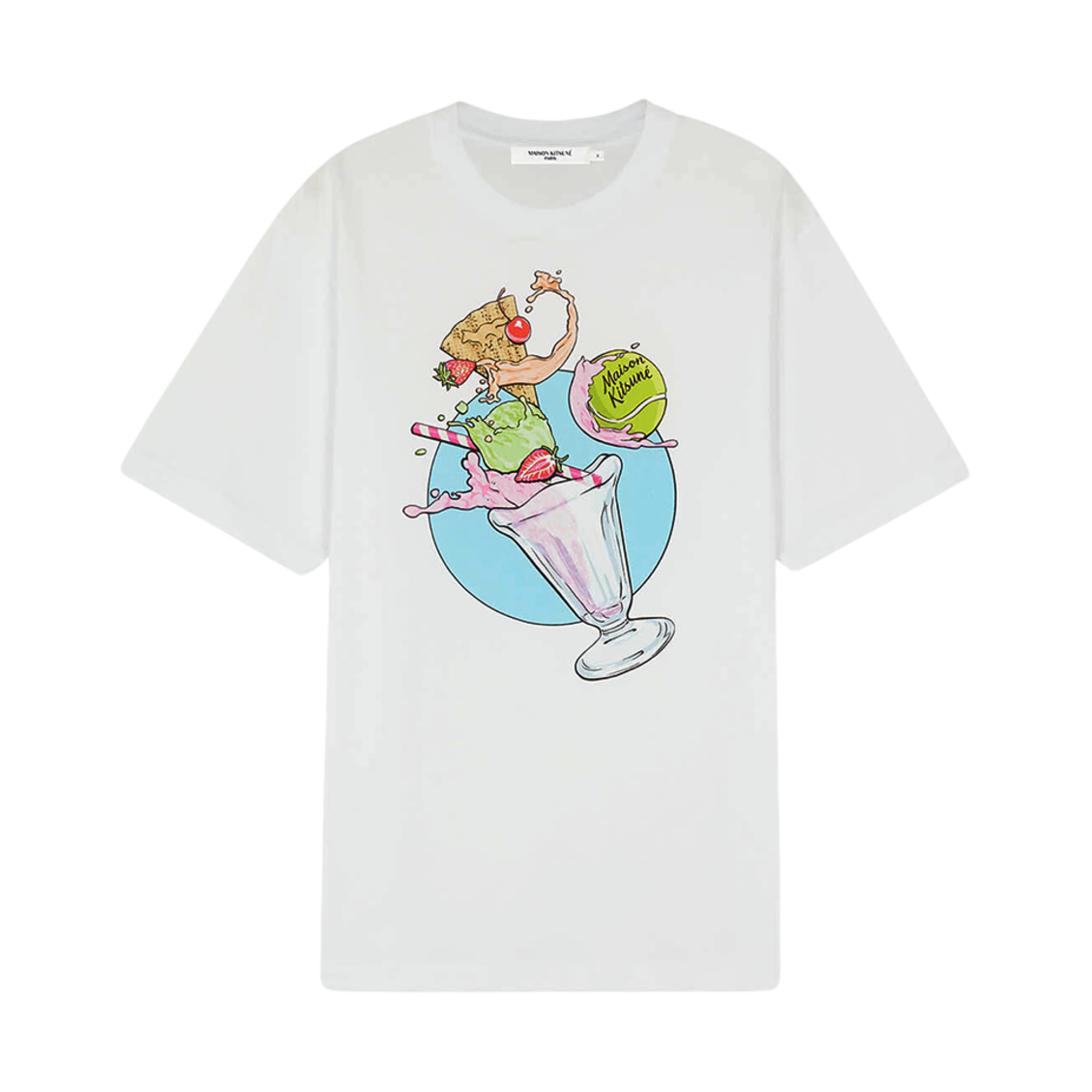 KM00141KJ0008-P100 Maison Kitsune Ice Cream Splash Comfort T-Shirt White