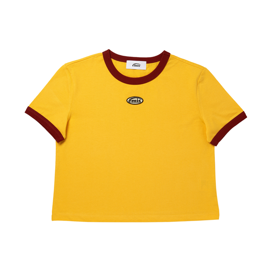 (W) 이미스 링거 티셔츠 옐로우 버건디((W) Emis Ringer T-Shirts Yellow Burgundy) - 1