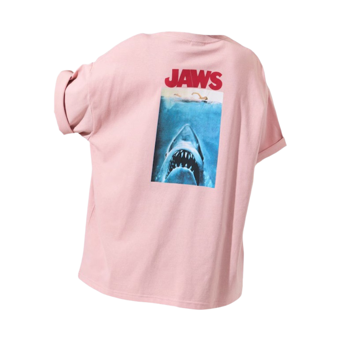 - Freak's Store Jaws Special Order Big Silhouette Back Print Crew Neck T-Shirt Pink