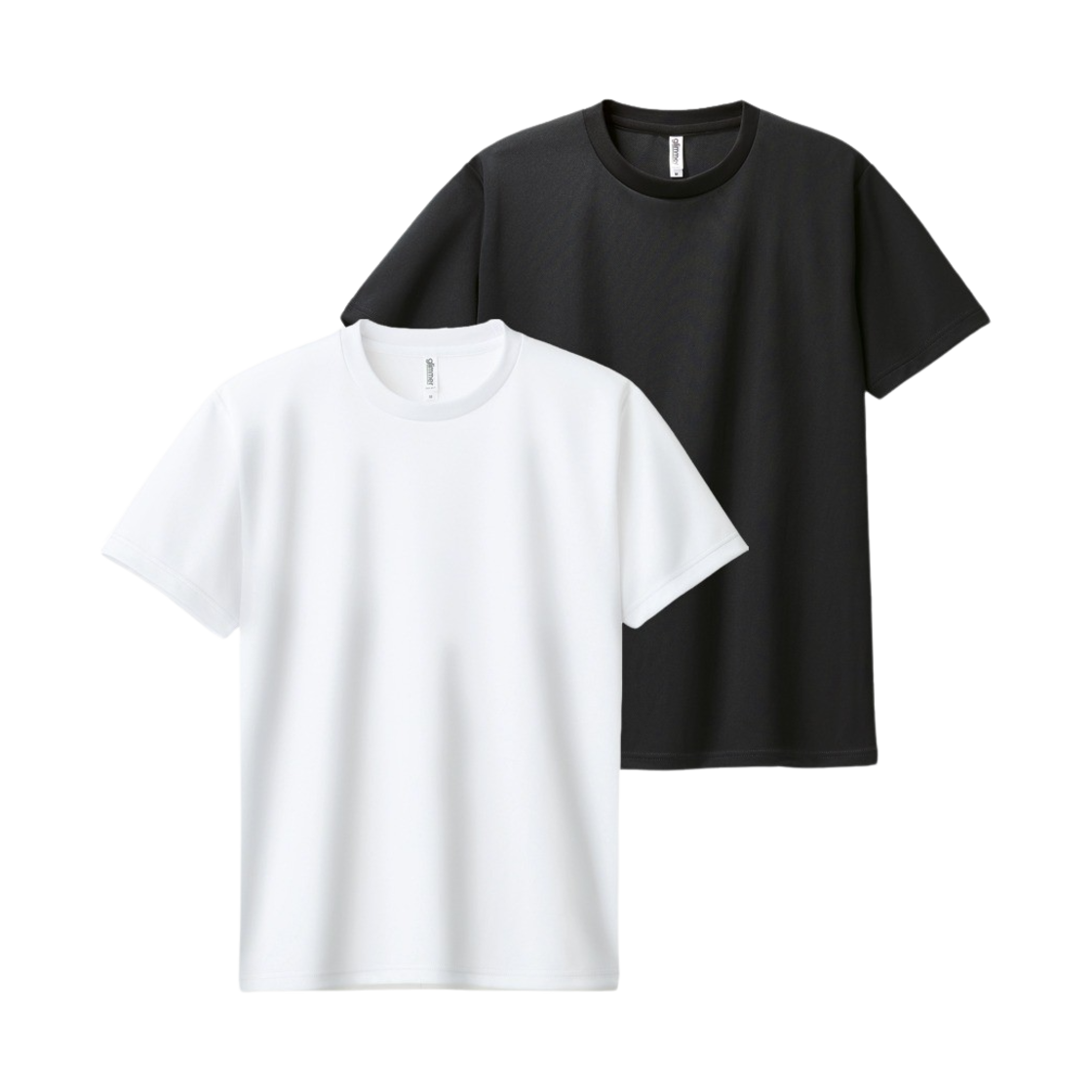 00300-ACT White Black Glimmer Dry Round T-Shirt White Black (2Pack) - 대표 이미지 #1