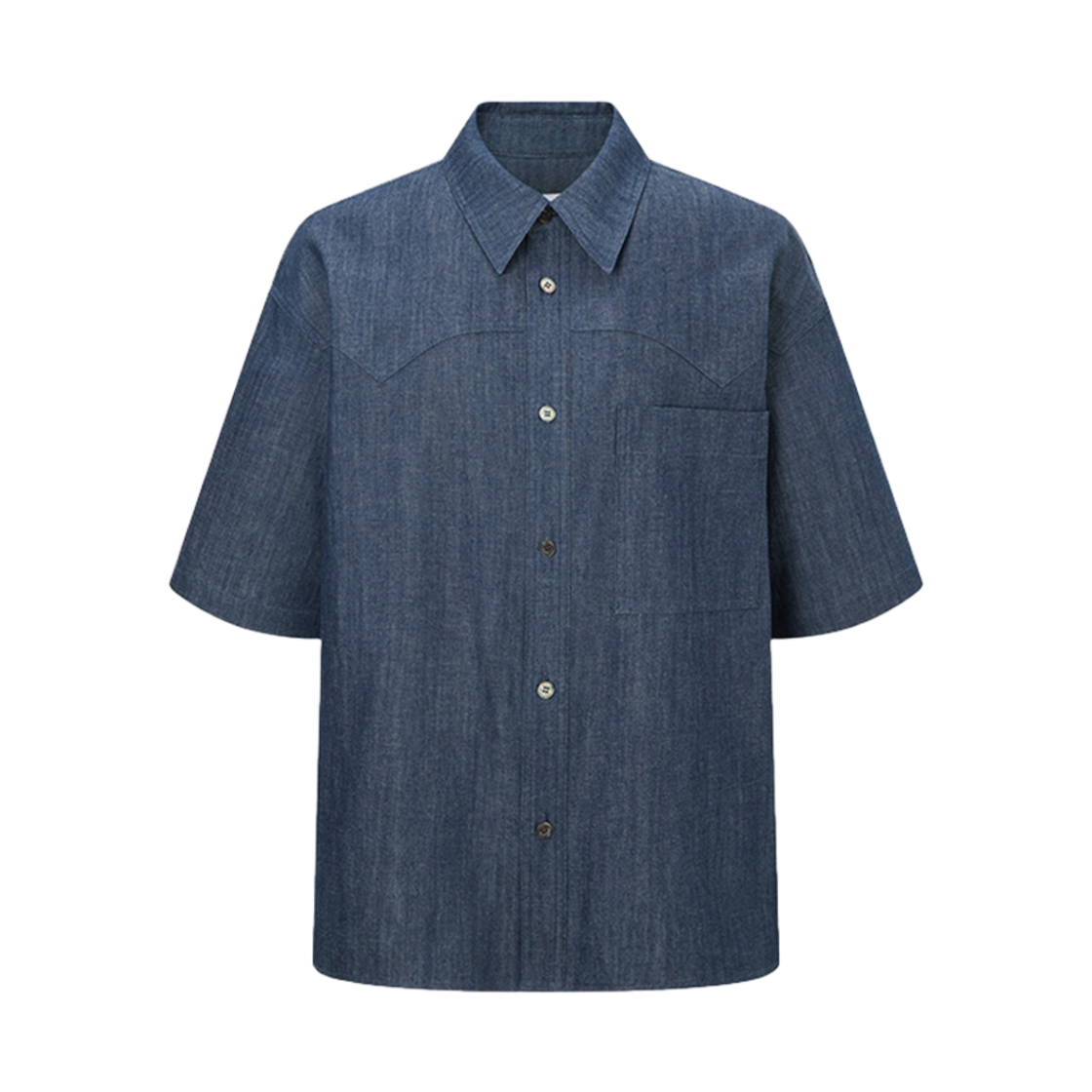 LH2511SH007EBL Le17Septembre Western Yoke Half Sleeve Denim Shirt Blue