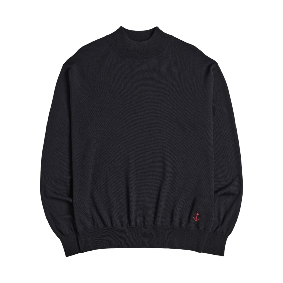 - Guernsey Woollens Superfine Merino Wool Knit Mock Neck Black