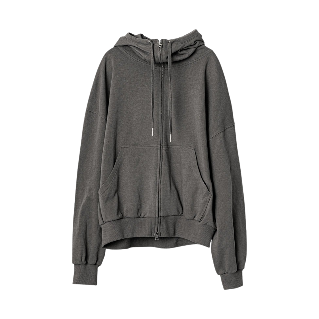 멜로우 하이넥 오버핏 후드집업 더스티 그레이(MELLOW High Neck Overfit Hood Zipup Dusty Grey)