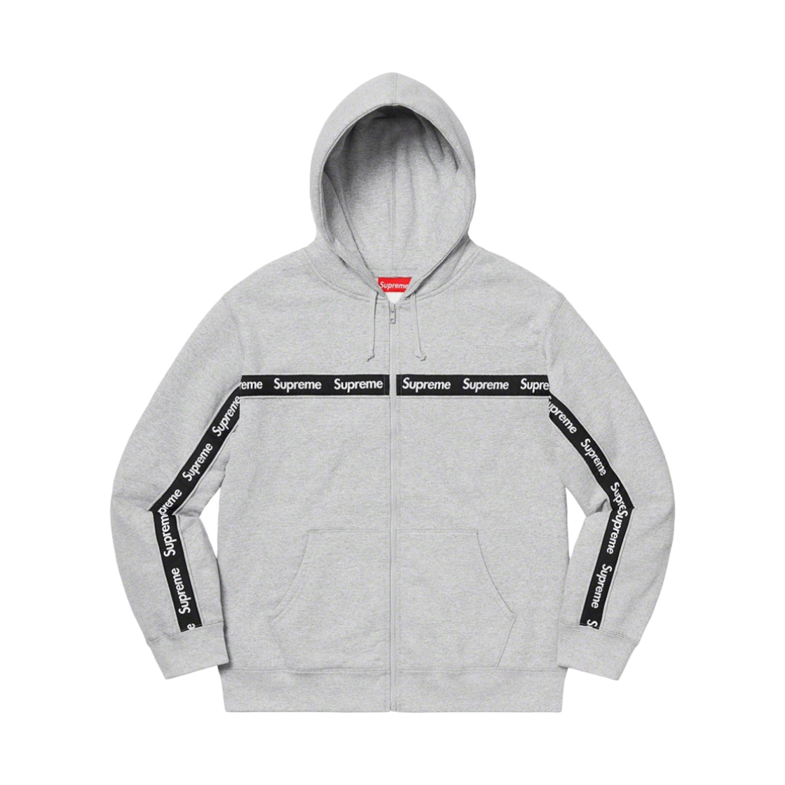 슈프림 텍스트 스트라이프 집업 후드 스웨트셔츠 헤더 그레이 - 19FW(Supreme Text Stripe Zip Up Hooded Sweatshirt Heather Grey - 19FW)