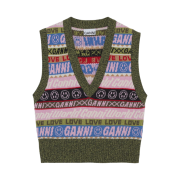 (W) Ganni Graphic V-Neck Vest Multicolour