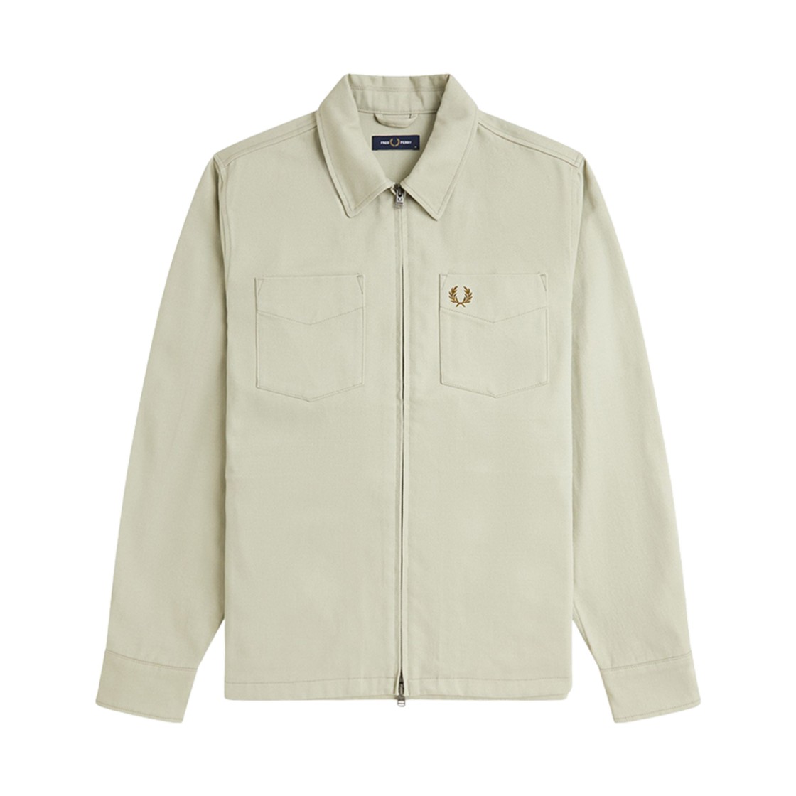 AFPM2438727-P04 Fred Perry Twill Zip Through Overshirt Light Oyster