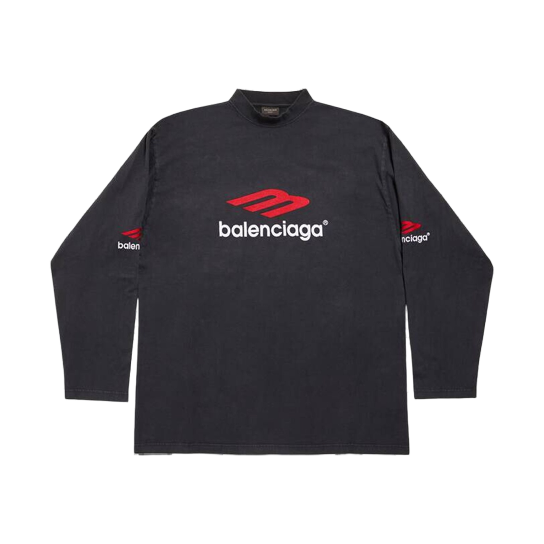 발렌시아가 3B 스포츠 아이콘 롱슬리브 티셔츠 오버사이즈 블랙 페이디드(Balenciaga 3B Sports Icon Long Sleeve T-Shirt Oversized Black Faded) - 1