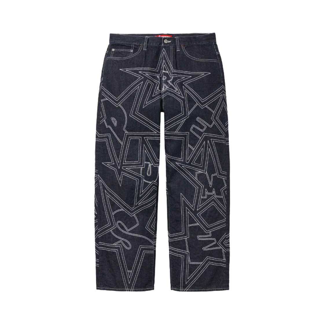 슈프림 스타 탑스티치 배기 진 인디고 - 25SS