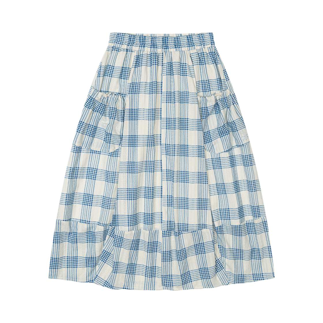 F252SK04 Fritur Curved Check Pocket Skirt Blue_F252SK04
