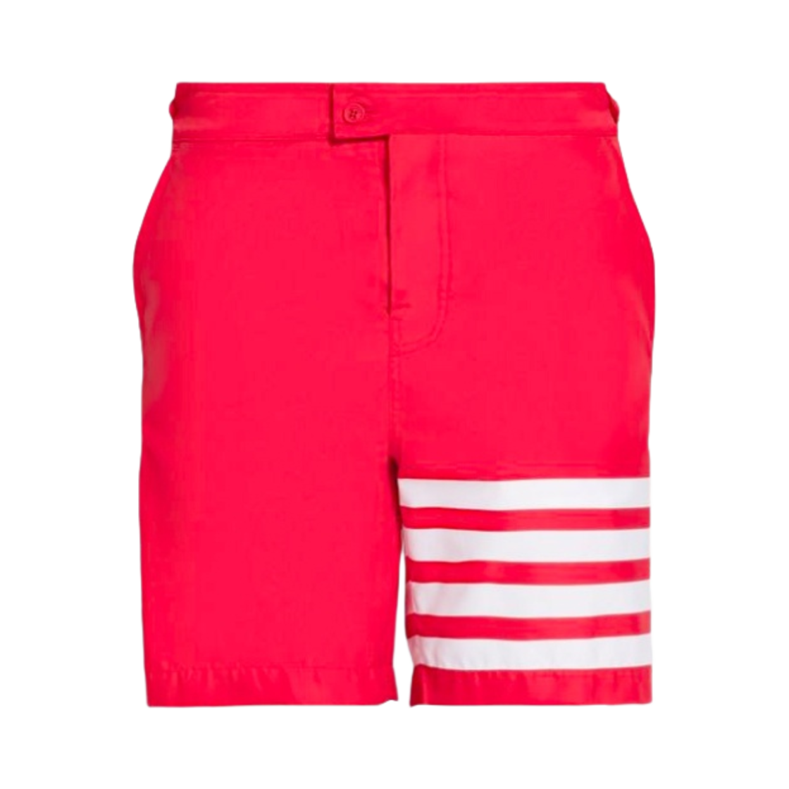 톰브라운 스윔 테크 사선 어드저스터블 엘라스틱 블랙 버튼 프론트 보드 쇼츠 레드(Thom Browne Swim Tech 4-Bar Adjustable Elastic Back Button Front Board Short Red) - 1