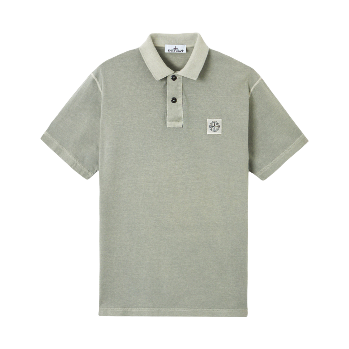 K1S1522002-05S0057-V0155 Stone Island 2200205 Organic Cotton Jersey Fissato Effect Short-Sleeve Polo Shirt with Compass Patch Sage Green - 25SS