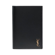 Saint Laurent Tiny Cassandre Passport Case in Leather Black