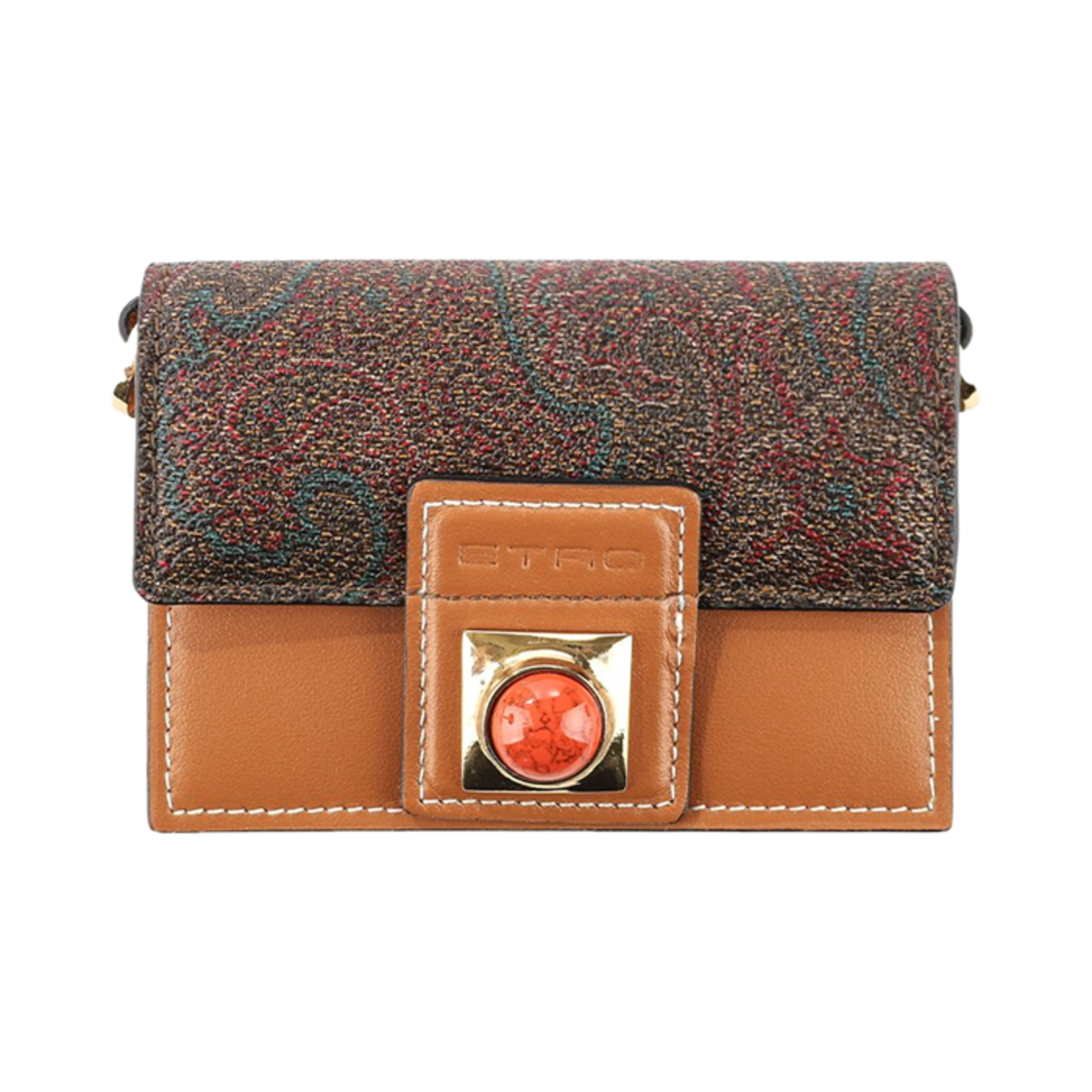 1N78486356002 Etro Strap Card Holder Brown