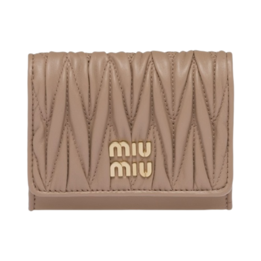 Miu Miu Matelasse Nappa Leather Pocket Card Holder Cameo