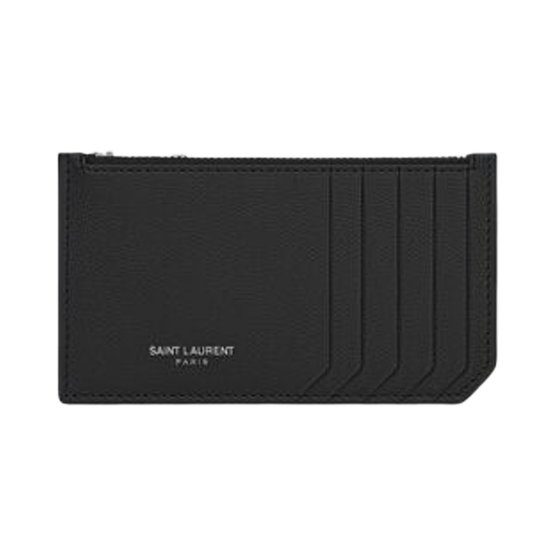 생로랑 프라그먼트 지퍼 카드 케이스 그레인 드 뿌드르 엠보스 레더 블랙(Saint Laurent Fragments Zipped Card Case in Grain De Poudre Embossed Leather Black) - 1