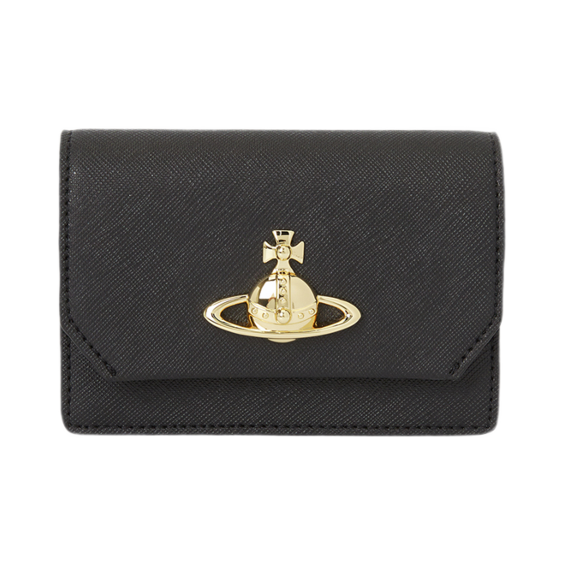 5115002DW-S0021-N402 Vivienne Westwood Saffiano Leather Card Holder Black