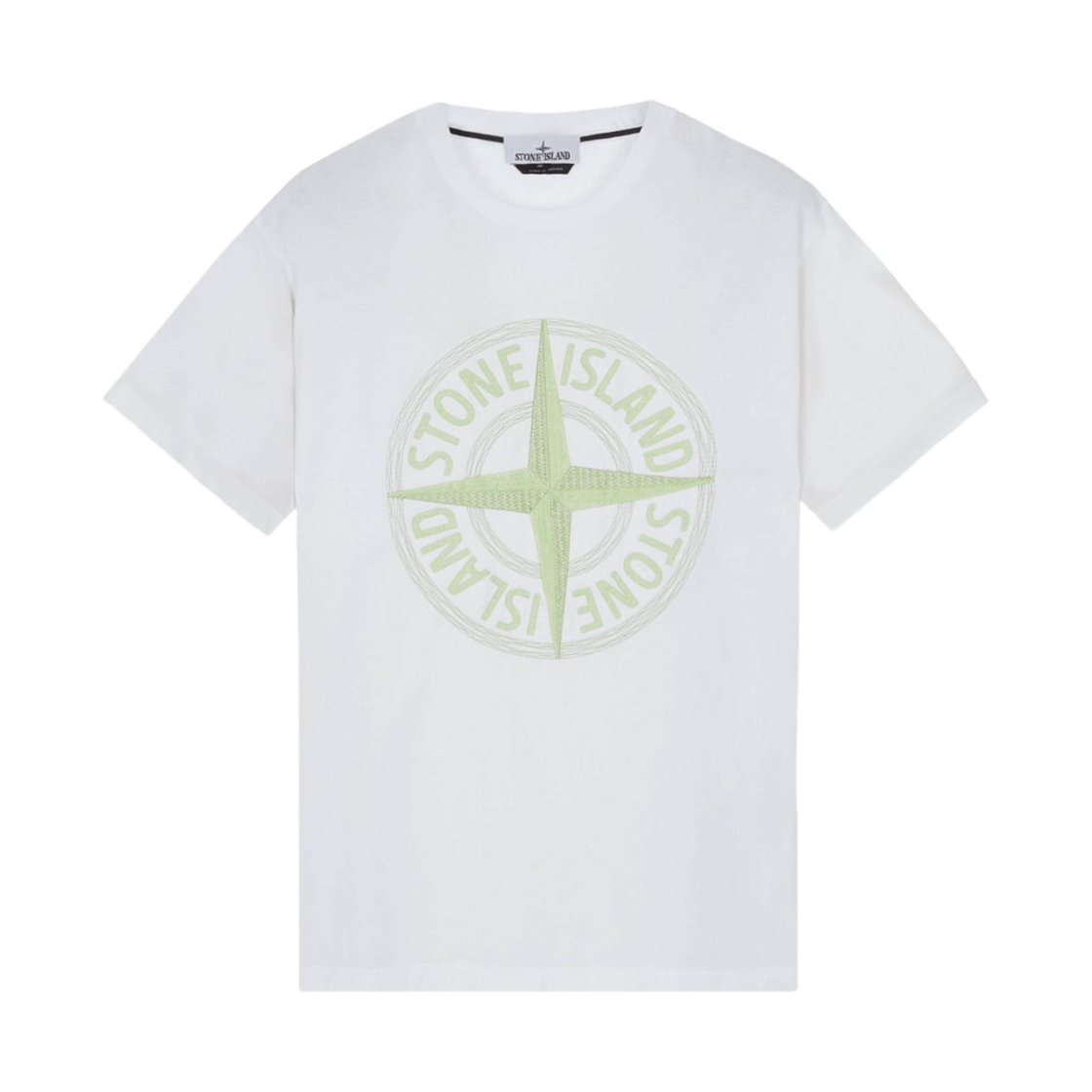 781521580-V0001 Stone Island 21580 Stitches Three Embroidery Short Sleeve T-Shirt White - 23SS