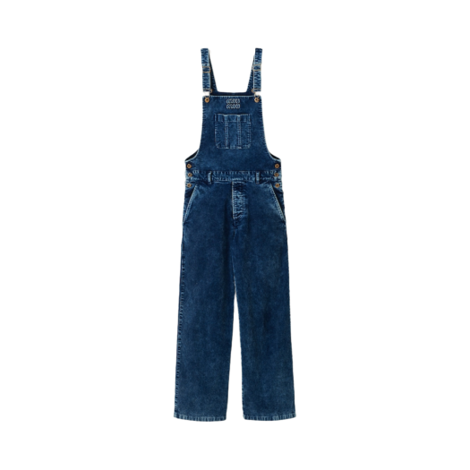 (W) Miu Miu Long Washed Velvet Overalls Indigo Blue