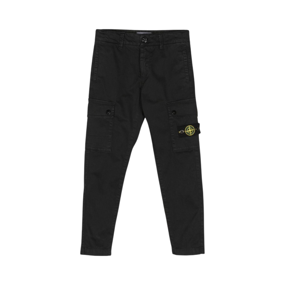 791630115-V0129 (Kids) Stone Island 30115 Garment Dyed Stretch Broken Twill Cargo Pants Black - 23FW