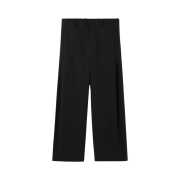 COS Pleated Cotton Wide Leg Trousers Black