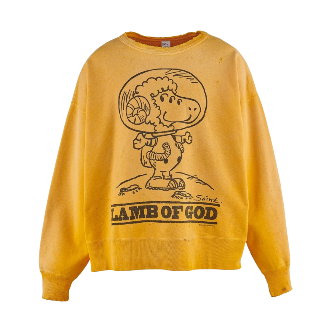 YS8-0000-027 Saint Mxxxxxx Cropped Crewneck Sweatshirt Yellow - 24SS