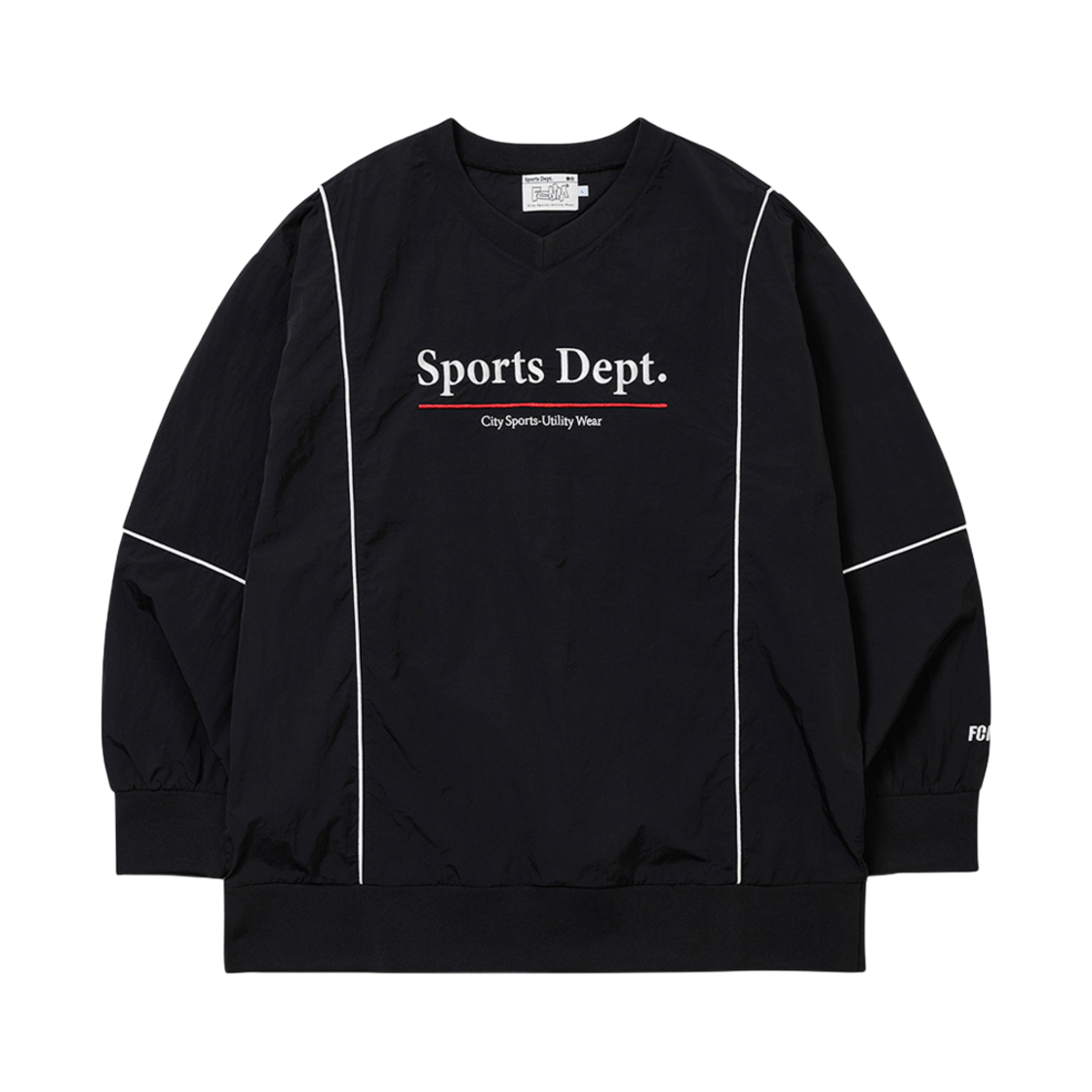 스포츠뎁트 로고 파이핑 나일론 풀오버 블랙(Sports Dept Logo Piping Nylon Pullover Black)