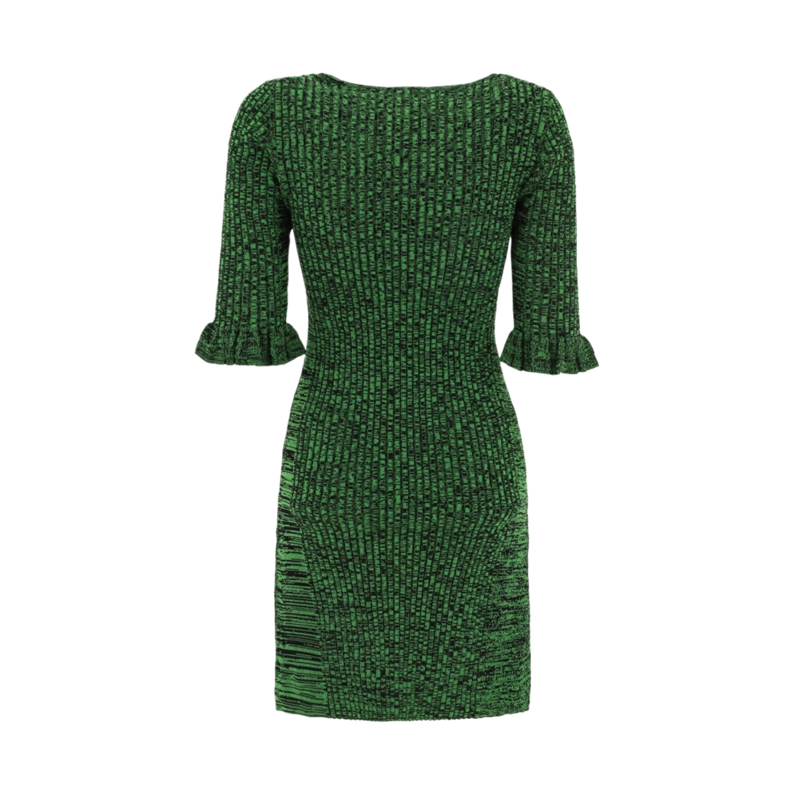 (W) 가니 플라운스 슬리브 립 니트 미니 드레스 켈리 그린((W) Ganni Flounce Sleeved Ribbed Knit Mini Dress Kelly Green) - 2