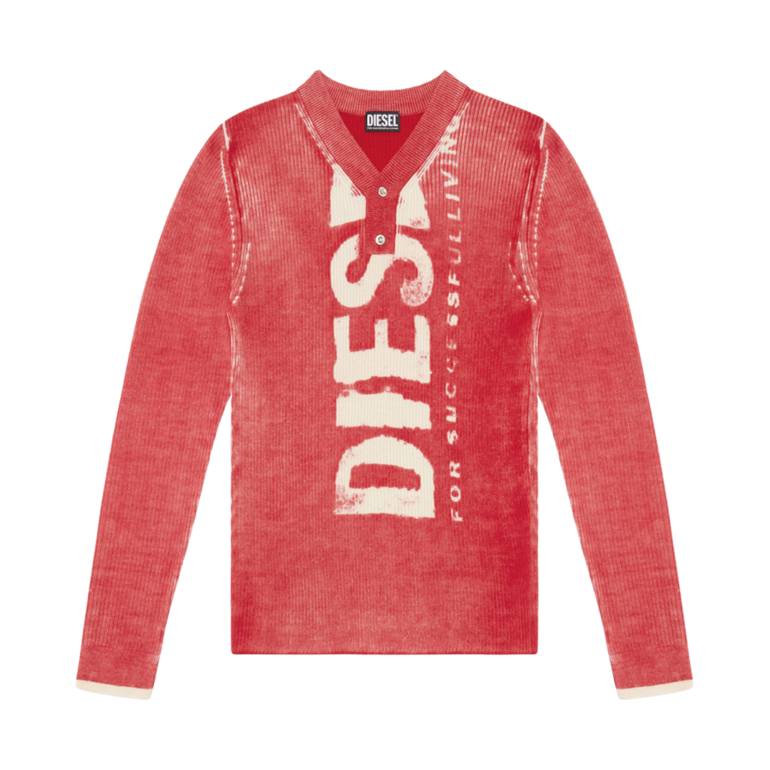 디젤 K-아툴루스 프린티드 울 점퍼 로고 레드