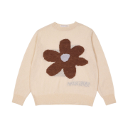 The Museum Visitor Flower Jacquard Summer Knit Beige