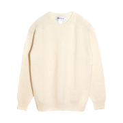 Harley of Scotland Shaggy Dog Crewneck Sweater Undyed White