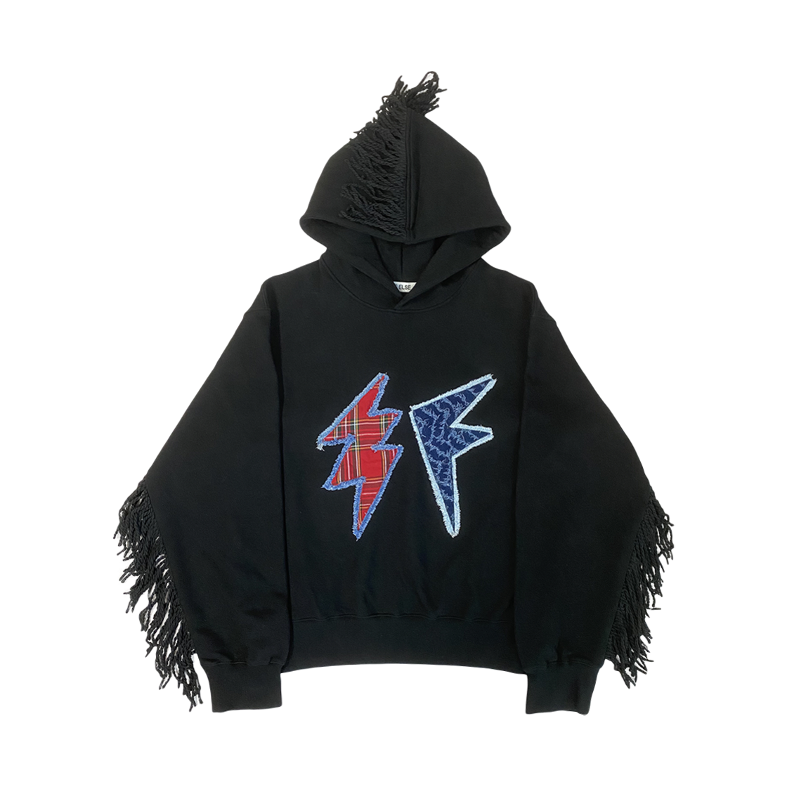 이프엘스 라이트닝 패치 프린지 후디 블랙(If Else Lightning Patch Fringe Hoody Black)