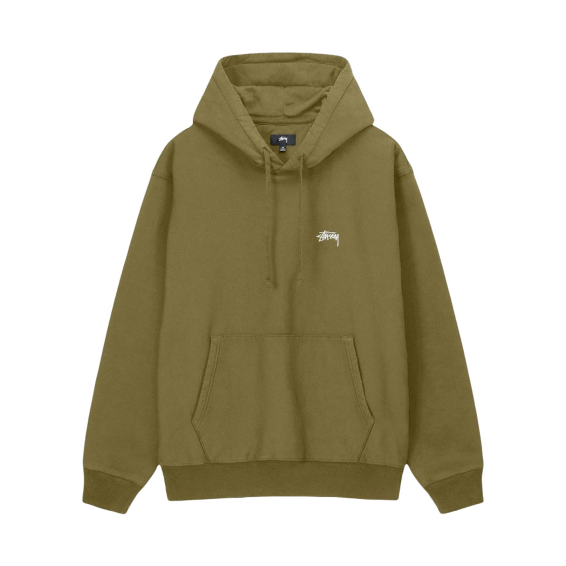 스투시 스탁 로고 후드 올리브