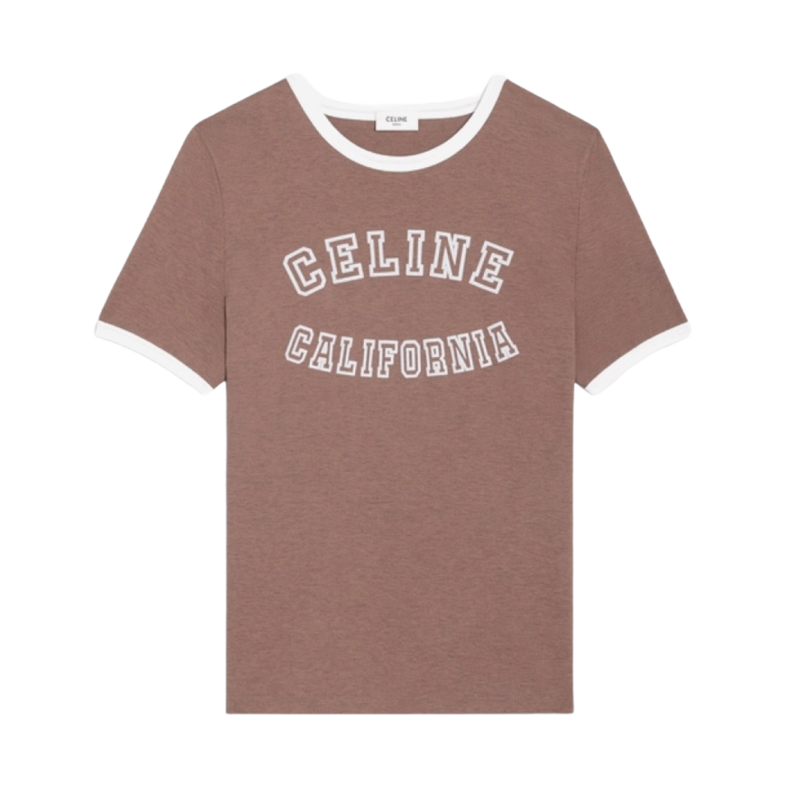 (W) 셀린느 코튼 저지 캘리포니아 70s 티셔츠 빈티지 브라운 멜란지 오프 화이트((W) Celine California 70s T-Shirt in Cotton Jersey Vintage Brown Melange Off White) - 1