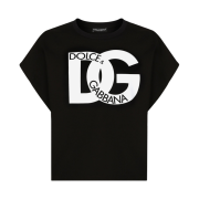 (W) Dolce & Gabbana Jersey T-Shirt with DG Print Black