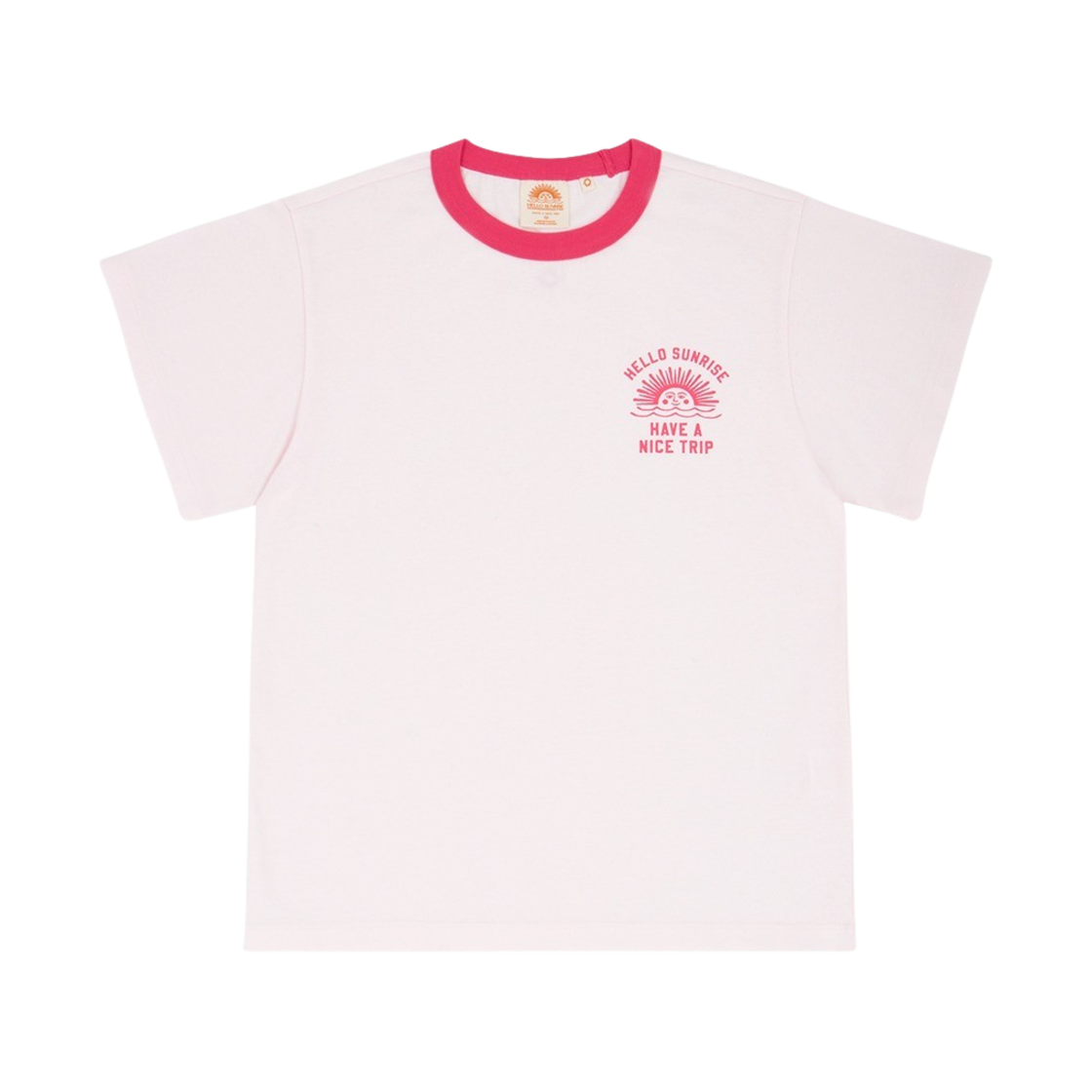 HS42SS012PK Hello Sunrise Women VTG Arch Logo Tee Pink & Pink