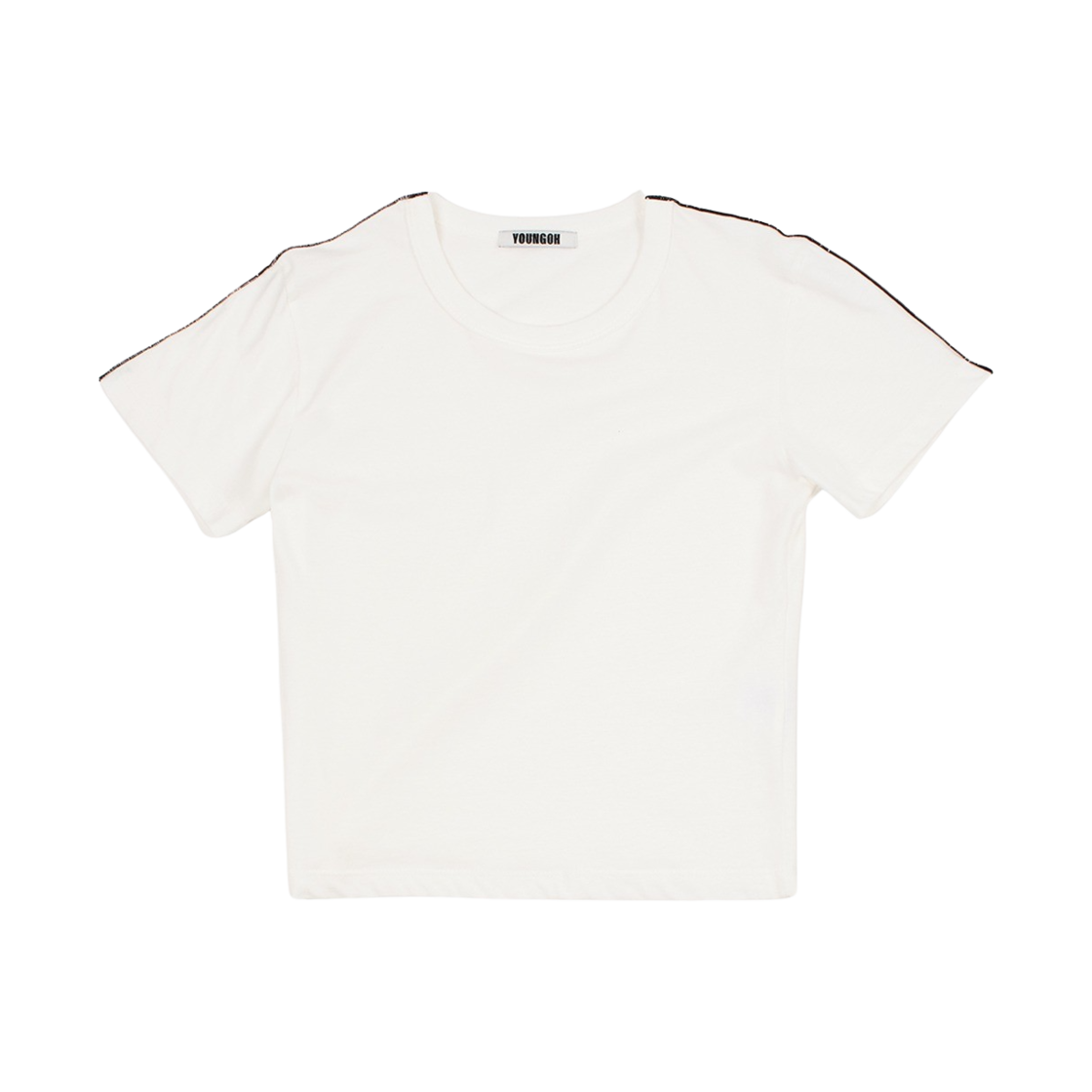 영오 라인 포인트 티셔츠 오프화이트(YOUNGOH Line Pointed T-Shirt Black)