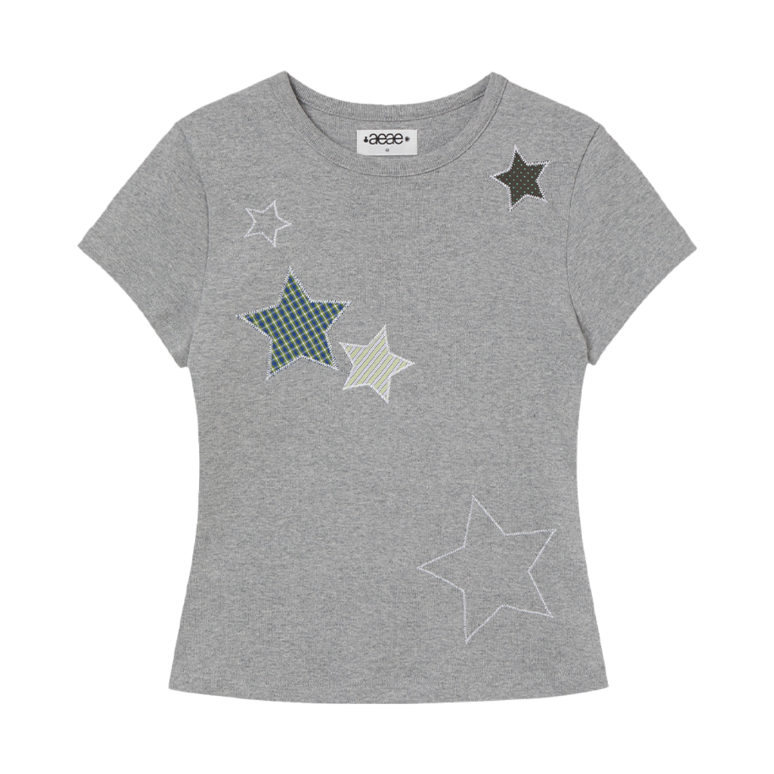에이이에이이 체크 스타 티 멜란지 그레이(AEAE Check Star Tee Melange Grey)