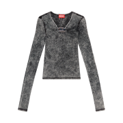 (W) Diesel T-Respec-LS Ribbed Top With Oval D Plaque Dark Grey