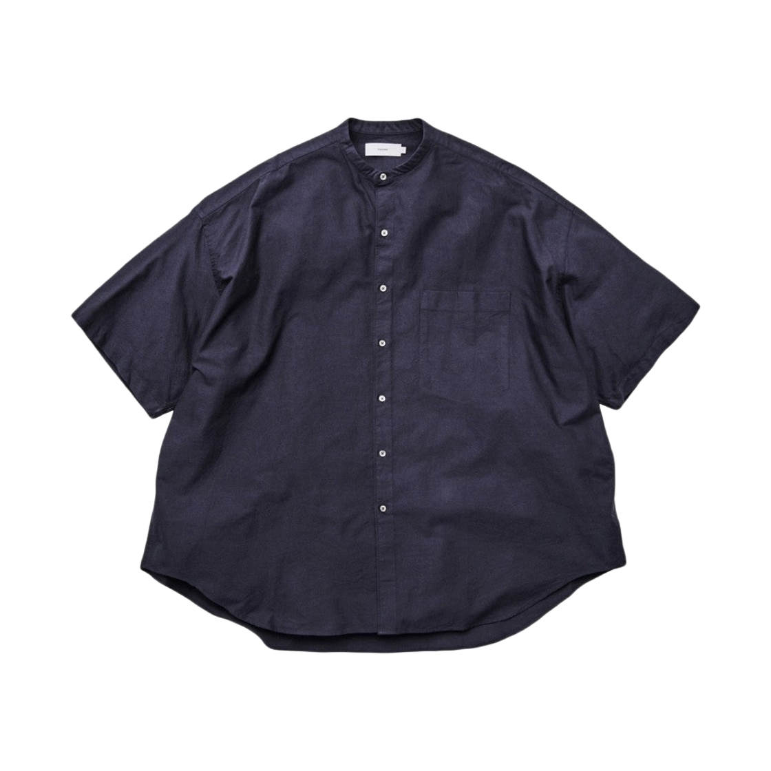 그라프페이퍼 옥스포드 숏슬리브 오버사이즈 밴드 칼라 셔츠 네이비(Graphpaper Oxford S/S Oversized Band Collar Shirt Navy)